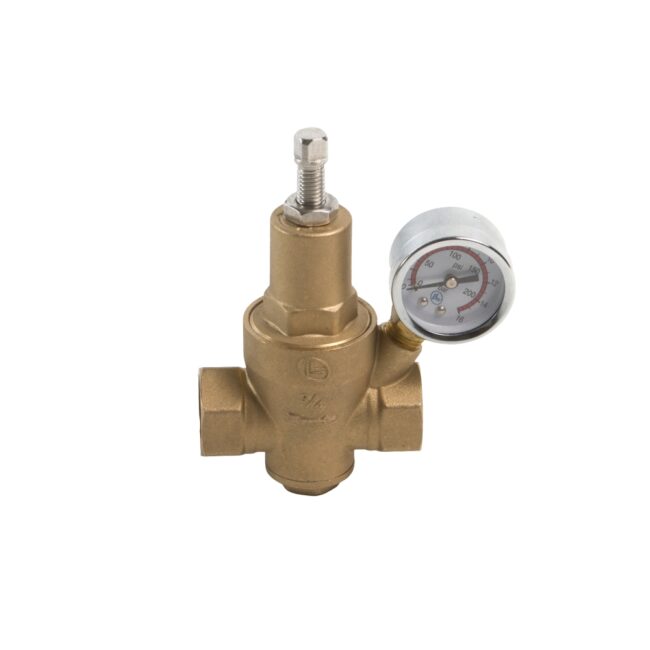 Brass Pressure Reducing Valve with Gauge